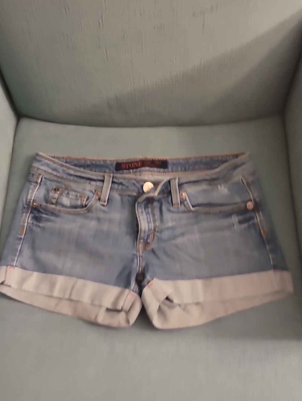 Stylish Light Blue Cuffed Denim Shorts - Women
